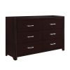 Espresso Finish 1pc Dresser of 6x Drawers Silver Tone Bar Pulls Contemporary Design Bedroom Furniture