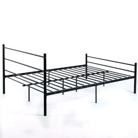 Black Metal Platform Bed Frame with Headboard and Footboard Full Size 10 Legs