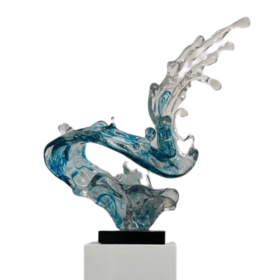 Wave Sculpture in Transparent in Blue