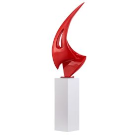 Red Sail Floor Sculpture With White Stand