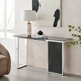 Monolith Chic Marble Console Table (Option: Black)