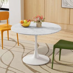 42.12"Modern Round Dining Table with Printed White Marble Table Top; Metal Base Dining Table;  End Table Leisure Coffee Table (Color: as pic B)