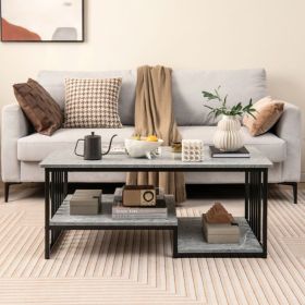 Living Room Coffee Table with Open Storage Shelf (Color: as pic A)