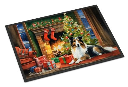 Sheltie Cozy Christmas Doormat Front Door Mat Indoor Outdoor Rugs for Entryway, Non Slip Washable Low Pile, 24H X 36W (Color: as pic B)