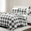 Plaid Soft Faux Fur Comforter Set in Black White Grey (size: Full, Queen)