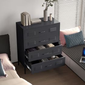 Four-layer chest of drawers, locker steel rust proof, suitable for bedroom, corridor, porch (color1: black)