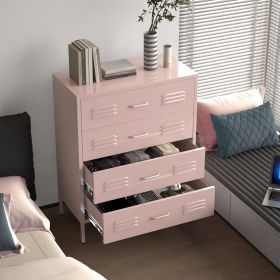 Four-layer chest of drawers, locker steel rust proof, suitable for bedroom, corridor, porch (color1: pink)